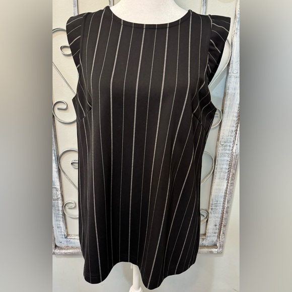 Banana Republic Sleeveless Black with White Pinstripe Blouse - Picture 3 of 12